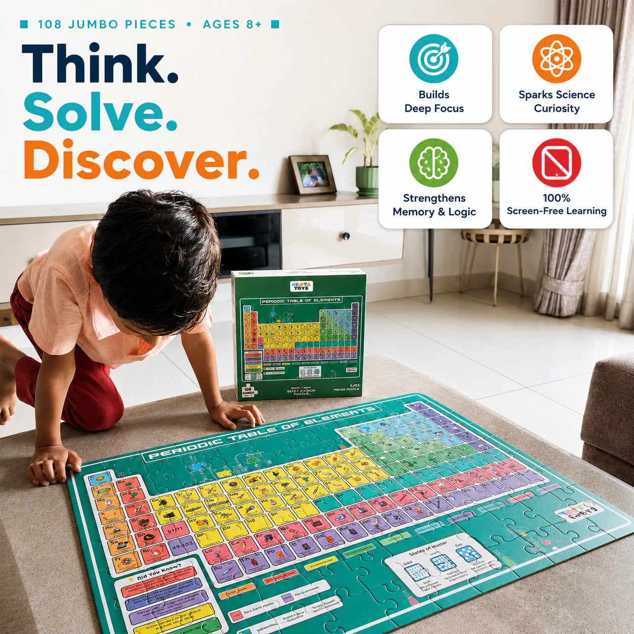 NESTA TOYS Periodic Table of Elements Jigsaw Puzzle (108 Pcs) | STEM Chemistry Learning Puzzle | Science Gift Ages 8+