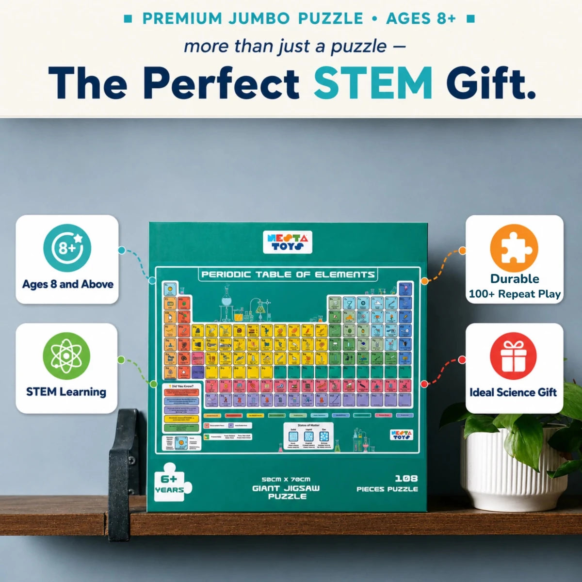 Periodic Table of Elements Jigsaw Puzzle (108 Jumbo Pieces) - NESTA TOYS