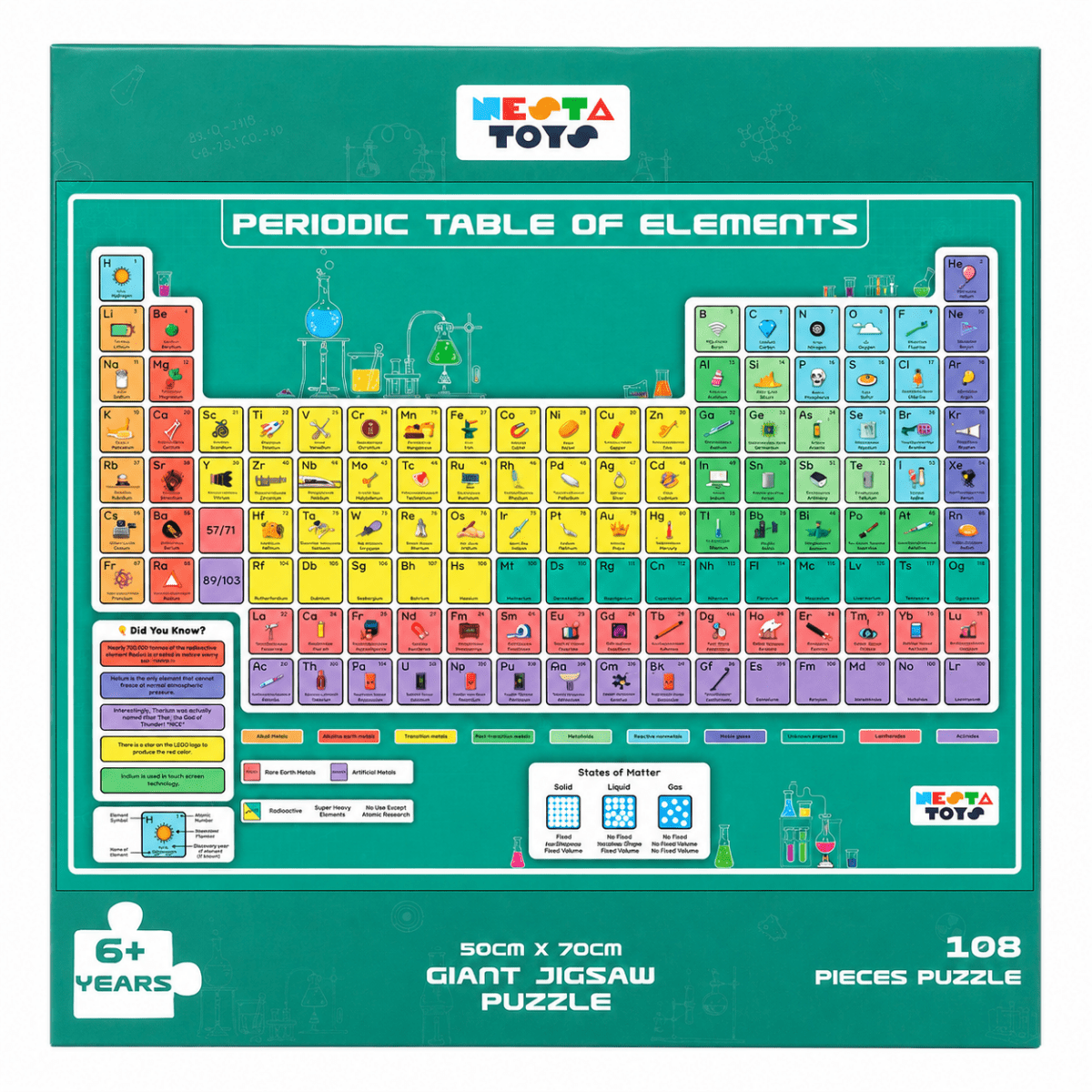 Periodic Table of Elements Jigsaw Puzzle (108 Jumbo Pieces)