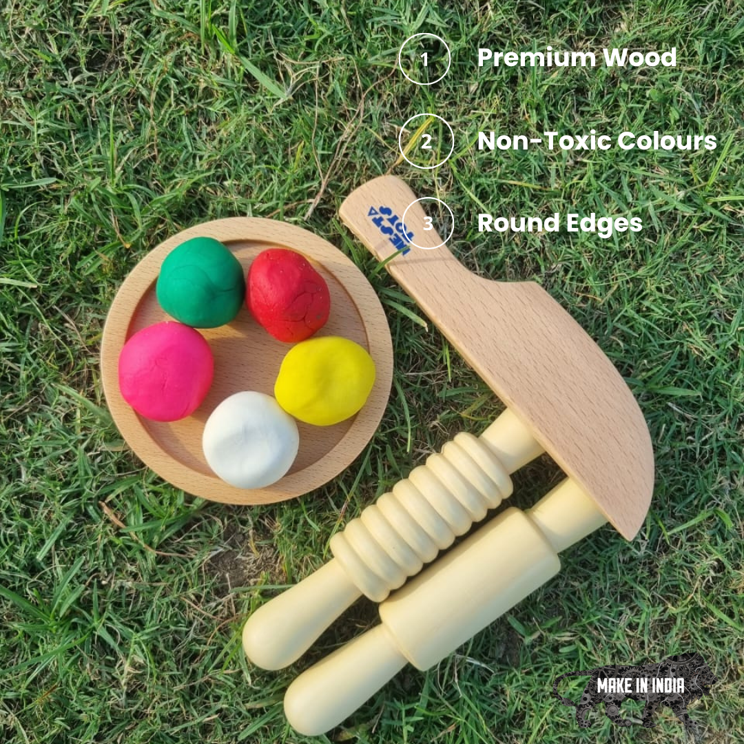 Nesta Toys, wooden Toys, toys babies, play dough, Dough Play Kit, Rolling Pins & Knife toy, Pretend Play Kitchen Toys, educational toys, Channapatna toys, toy manufacturer,