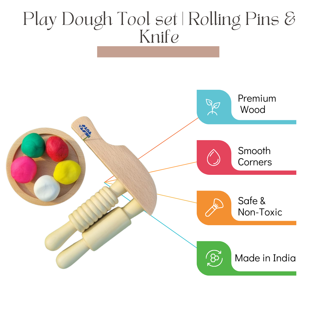 Nesta Toys, wooden Toys, toys babies, play dough, Dough Play Kit, Rolling Pins & Knife toy, Pretend Play Kitchen Toys, educational toys, Channapatna toys, toy manufacturer,