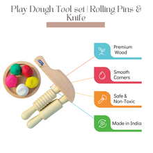 Load image into Gallery viewer, Nesta Toys, wooden Toys, toys babies, play dough, Dough Play Kit, Rolling Pins &amp; Knife toy, Pretend Play Kitchen Toys, educational toys, Channapatna toys, toy manufacturer,
