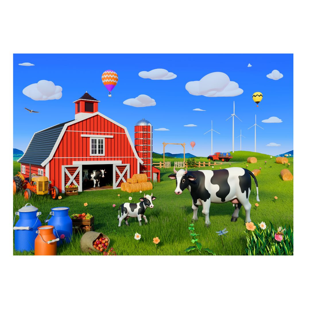 4 in 1 Jigsaw Puzzle - Farm Animals (9 Pcs - 20 Pcs)