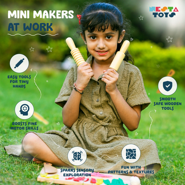 Play Dough Tool set | Rolling Pins & Knife - nestatoys