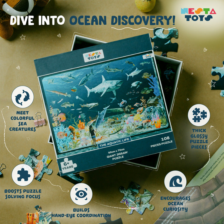 Aquatic Life Jigsaw Puzzle (108 Jumbo Pieces) - nestatoys