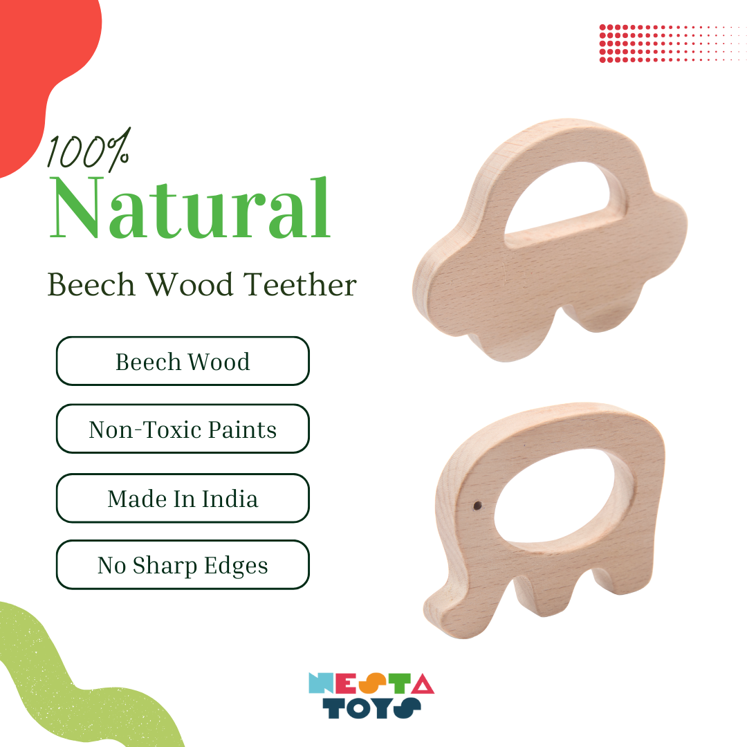 wooden teether for kids, neem wood teether, toys for babies, teething toys, Montessori toys for babies, waldorf toys, nesta toys, fine motor toys