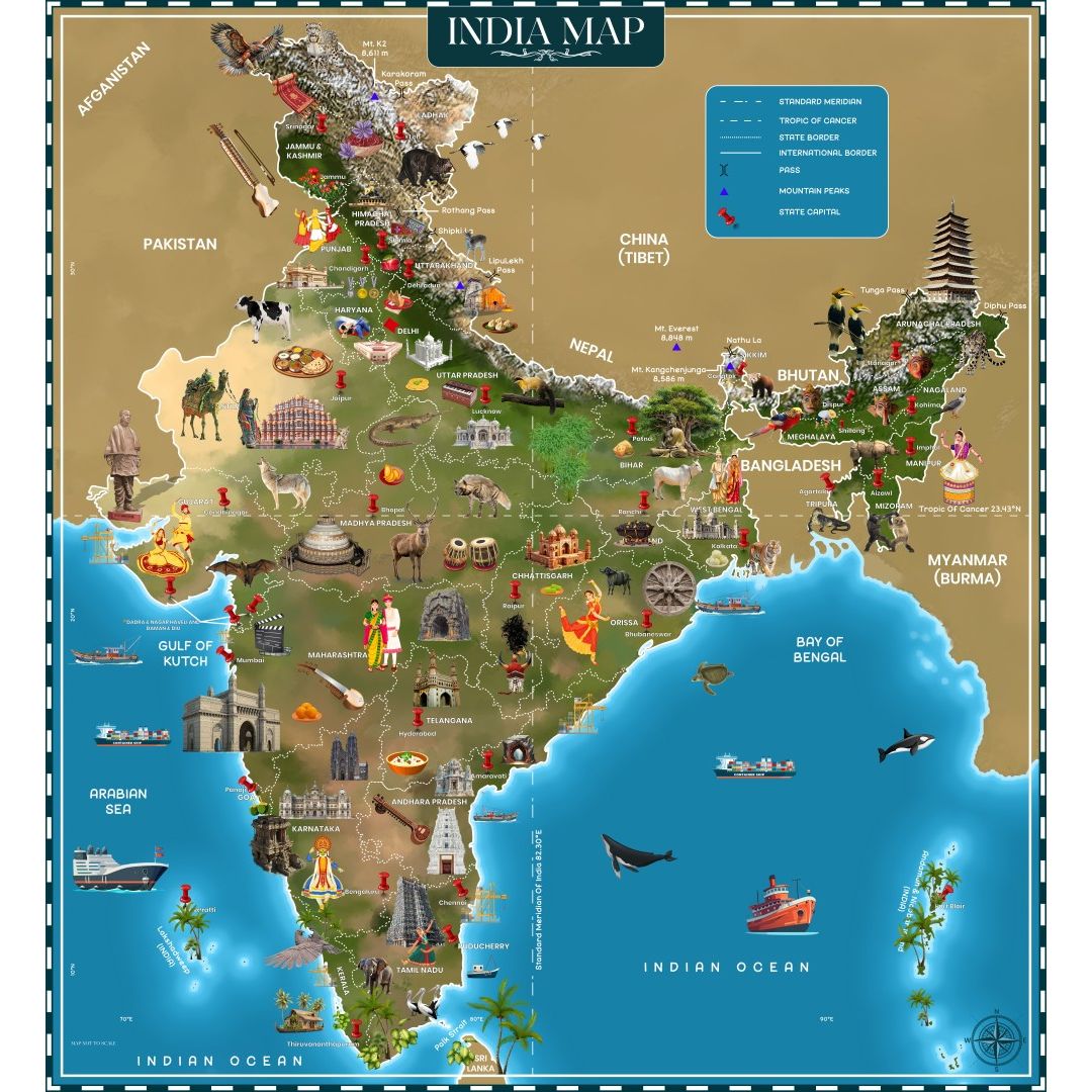 India Map Puzzle for Kids (64 Pcs)