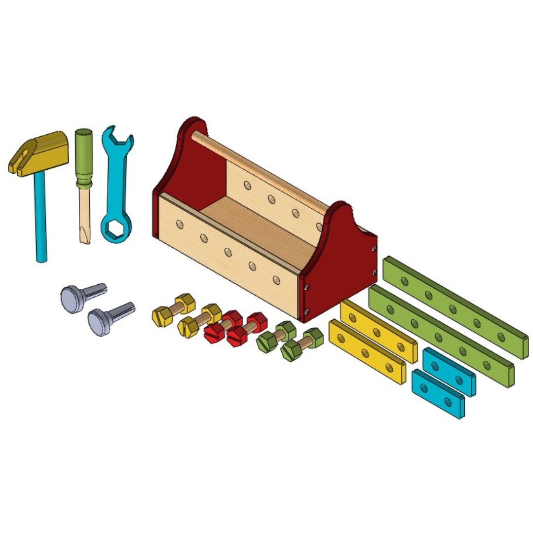 Wooden Tool Box Set for Kids (24 Pcs)