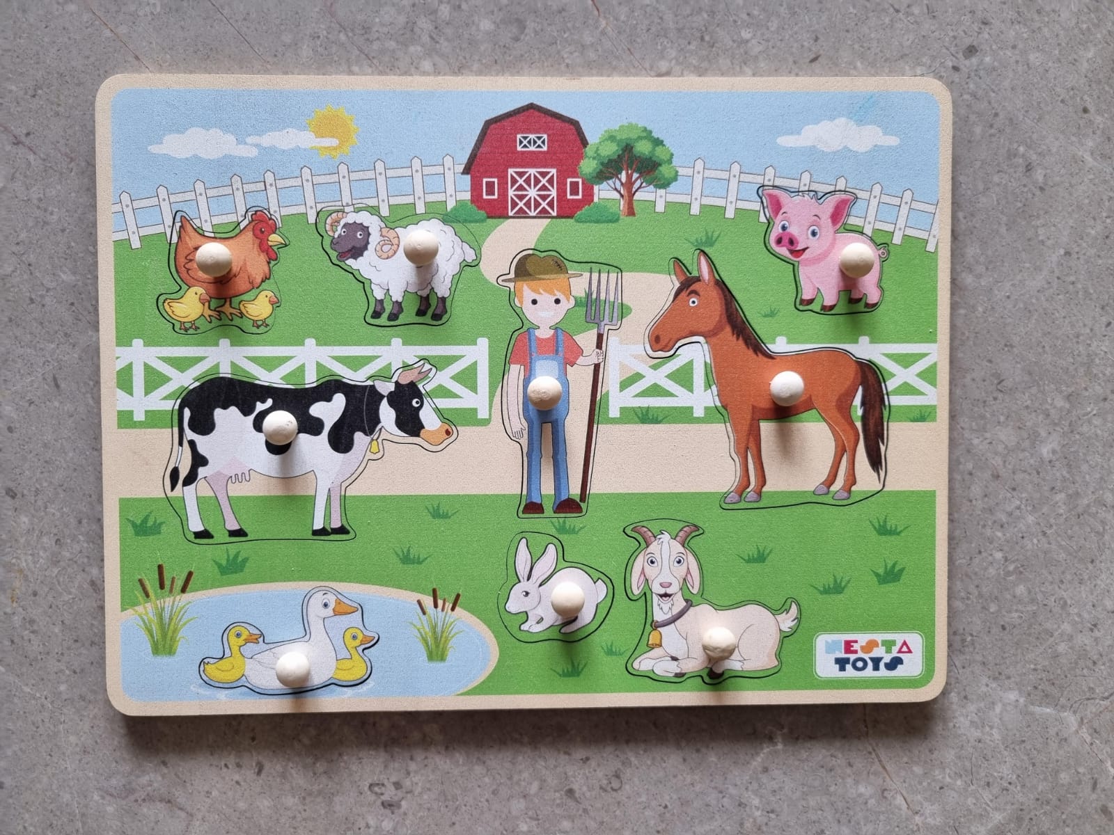 Wooden Farm Animal Knob Puzzle (8 Pcs)