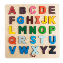 Load image into Gallery viewer, Montessori toys, Alphabet Puzzles, chunky wooden puzzle, puzzle for kids, gifts for kids, DIY activities kids, Wooden Jigsaw Puzzle Toys, ABC puzzle, phonics toy, educational puzzle, learning toys, educational toys, Channapatna toys, sawantwadi, kondapalli, made in India toys, Montessori, toy manufacturer, 
