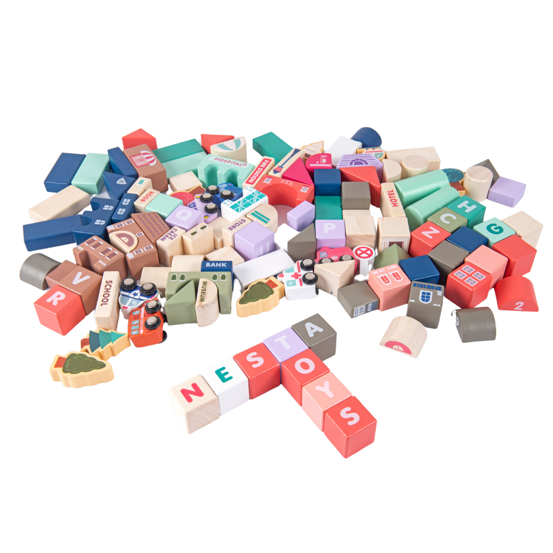 Wooden City Building Blocks Toy Preschool Learning Educational Toys nestatoys