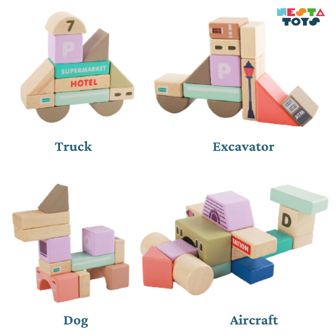 Wooden Building Blocks, Stacking Educational Toys , Nesta Toys, wooden puzzles, early learning toys, buy toys online, buy building blocks online, montessori toys, channapatna toys, nesta toys