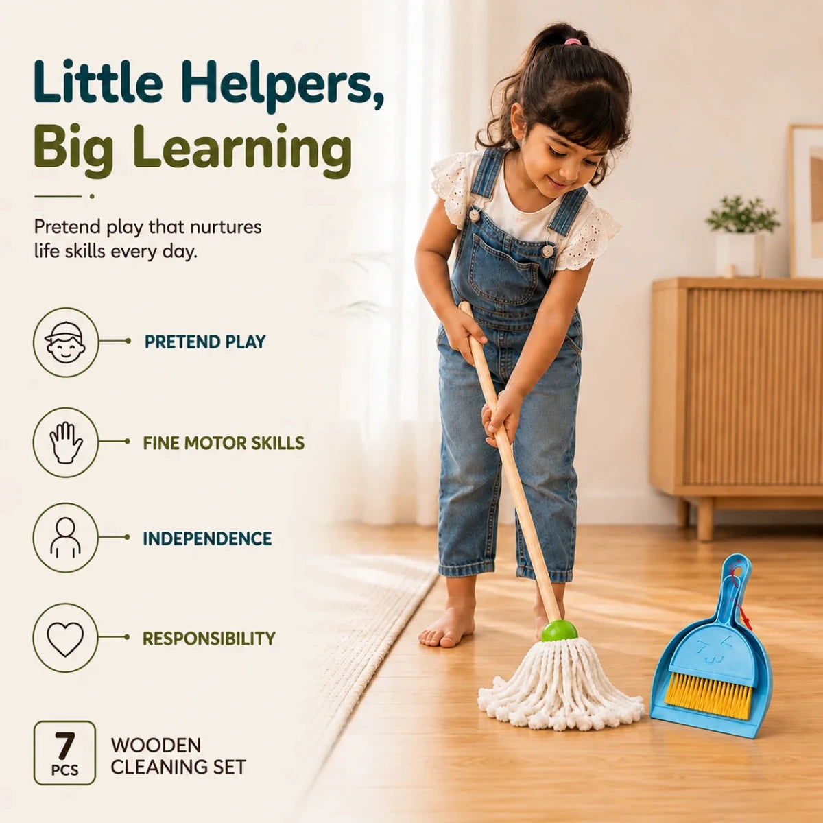 Wooden Cleaning Set Toy (7 Pcs) - NESTA TOYS
