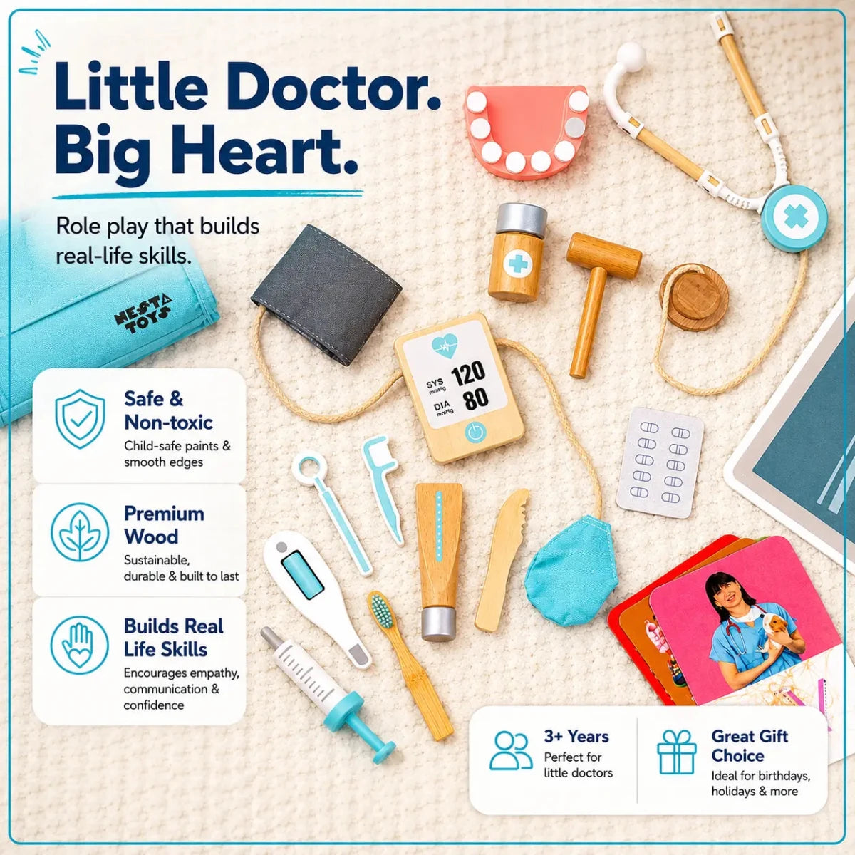 Wooden Doctor Set Toy - NESTA TOYS