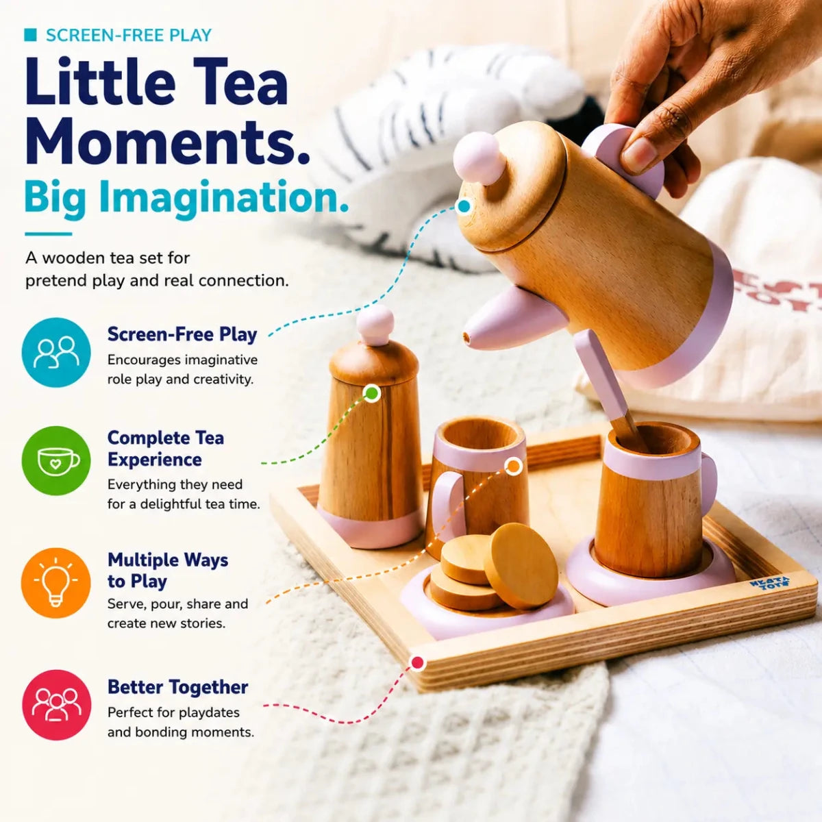 Wooden Tea Set Toy (10 Pcs) - NESTA TOYS