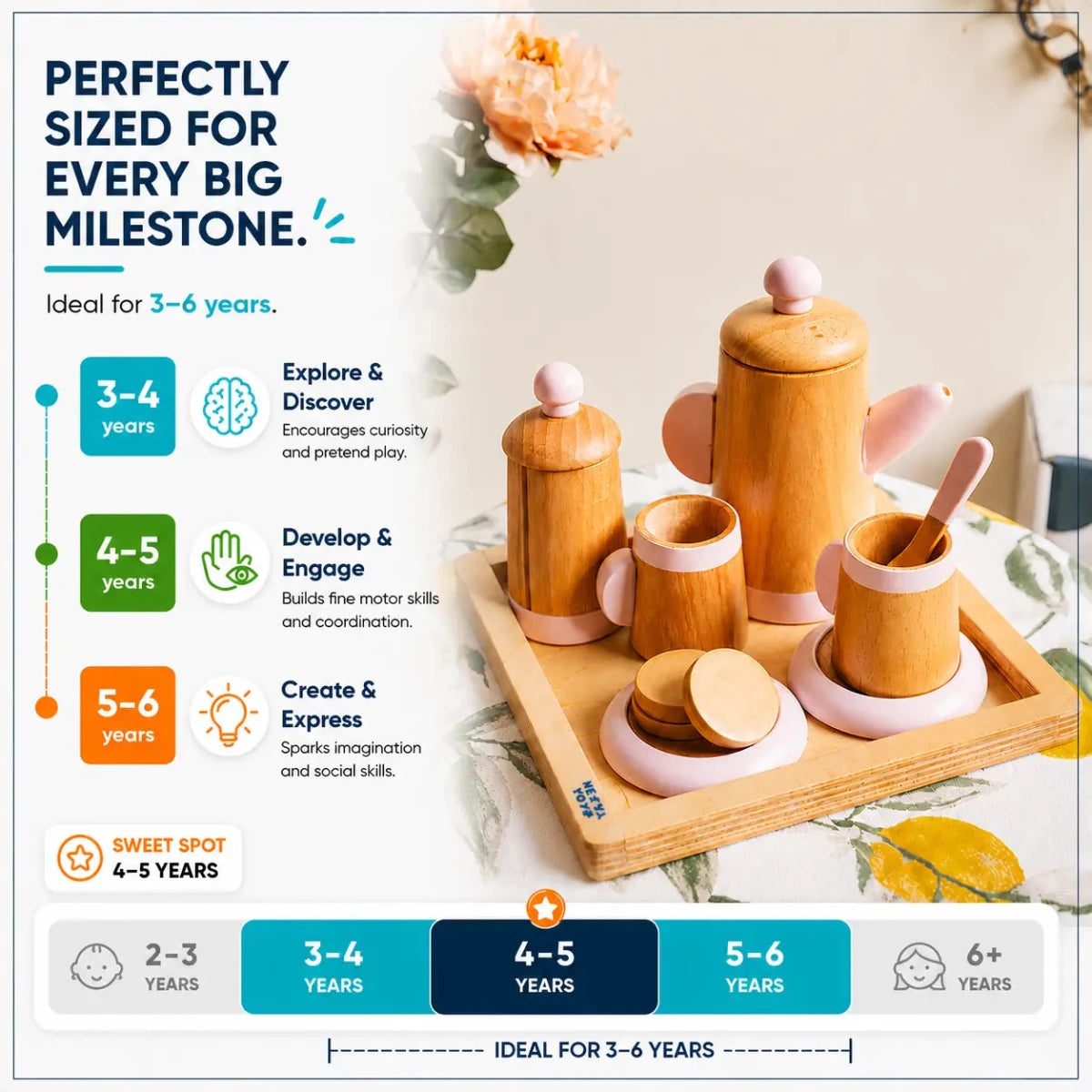 Wooden Tea Set Toy (10 Pcs) - NESTA TOYS