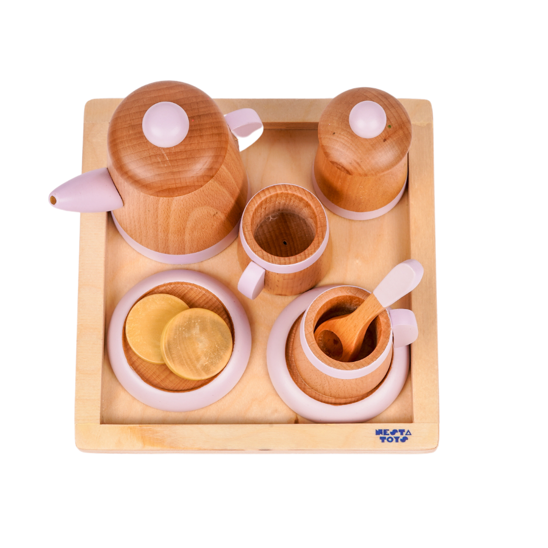 Montessori Wooden toys, toys for babies, Wooden Tea Set, Pretend Play Food Sets, kitchen toys, montessori toys, channapatna toys, toy manufacturer,  toys for girls,  toys for boys, nesta toys