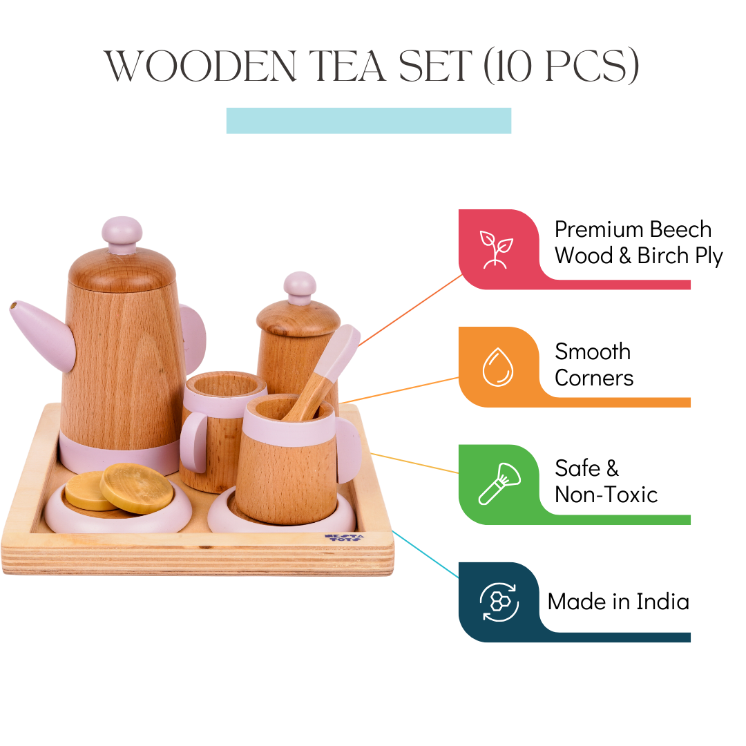 Montessori Wooden toys, toys for babies, Wooden Tea Set, Pretend Play Food Sets, kitchen toys, montessori toys, channapatna toys, toy manufacturer,  toys for girls,  toys for boys, nesta toys