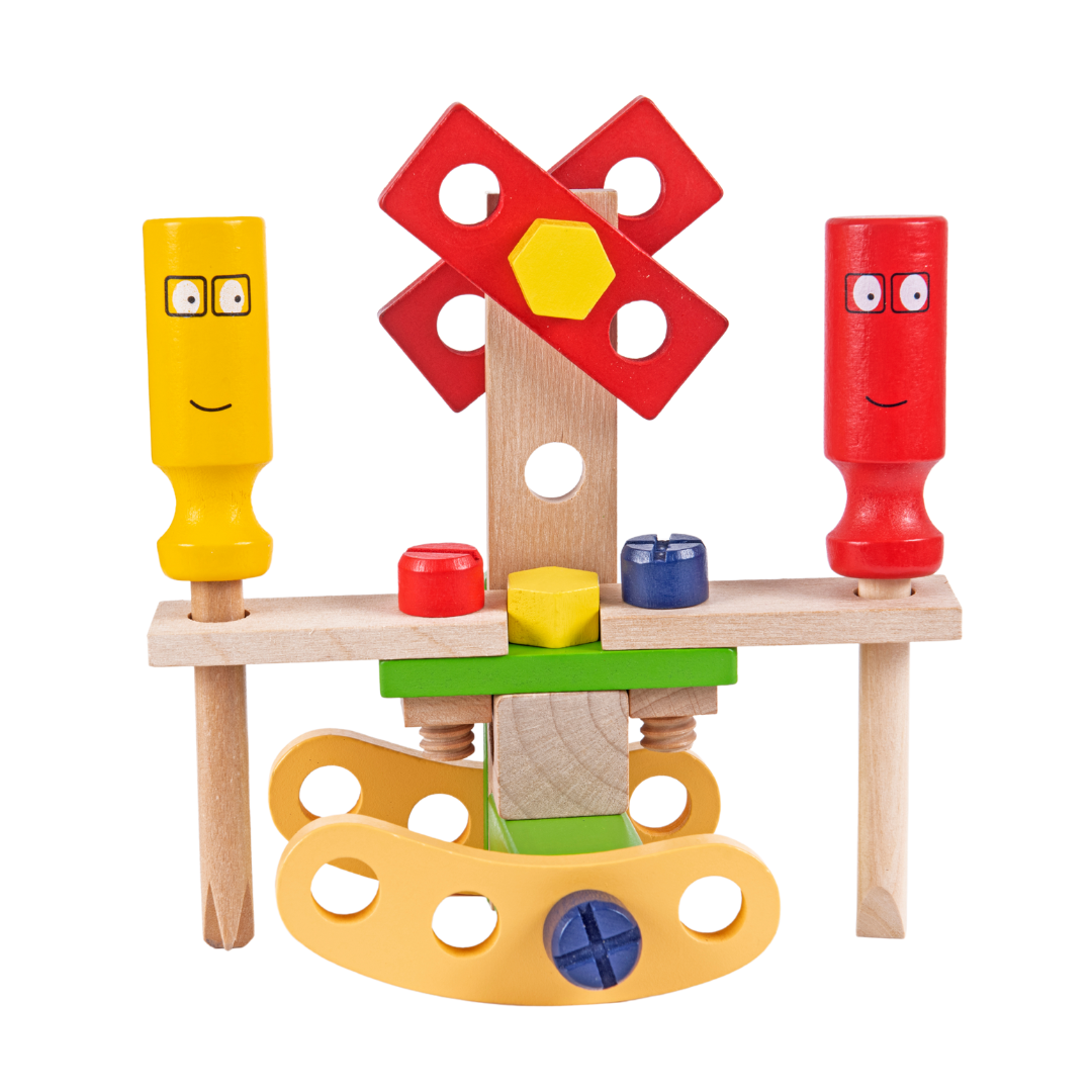 wooden tool kit, toddler toys, preschool toys, pretend play, wooden toys, eco-friendly toys, educational toys, construction toys, fine motor skills, imaginative play, channapatna toys, nesta toys