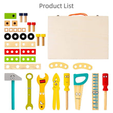 Load image into Gallery viewer, wooden tool kit, toddler toys, preschool toys, pretend play, wooden toys, eco-friendly toys, educational toys, construction toys, fine motor skills, imaginative play, channapatna toys, nesta toys
