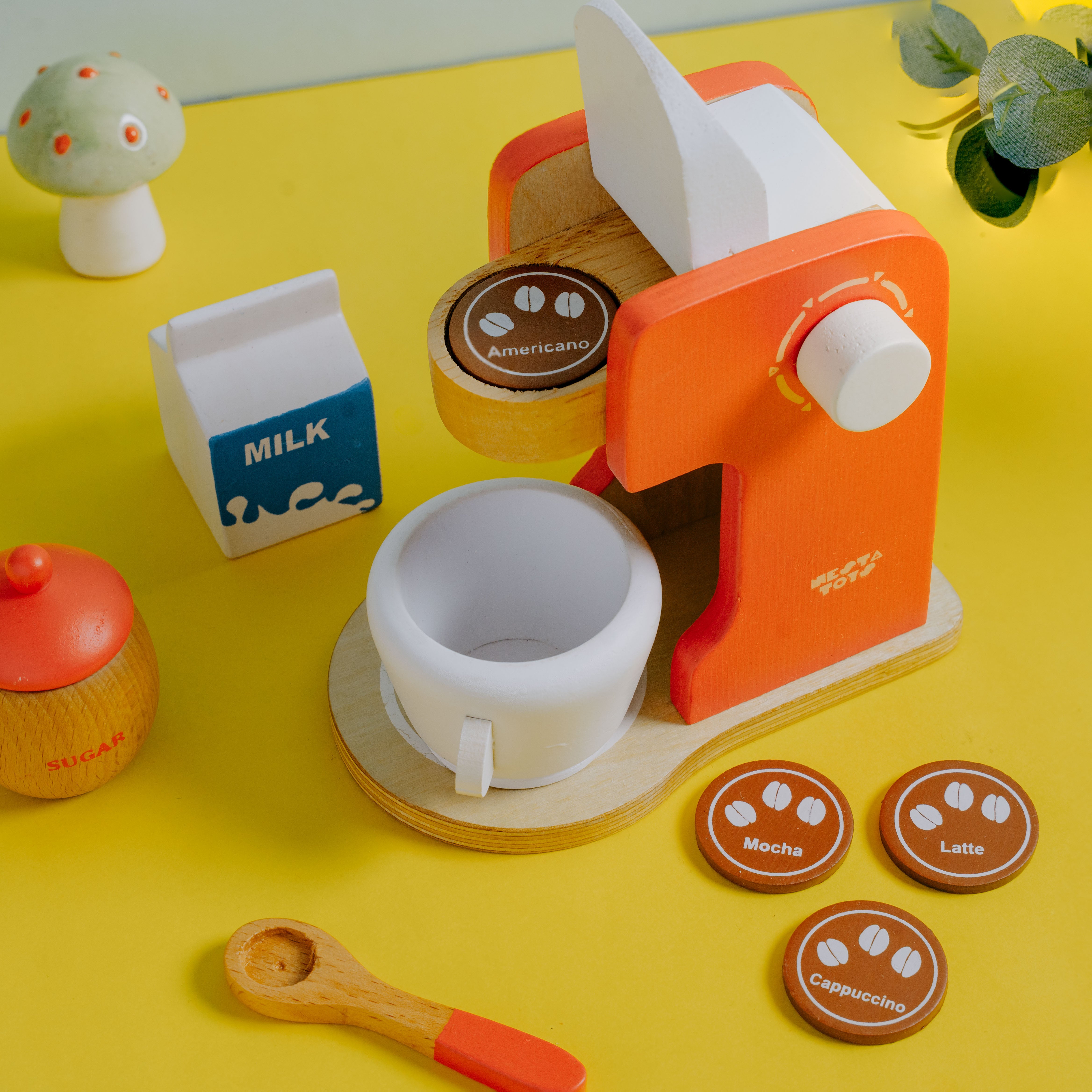 Wooden Coffee Maker Toy, Pretend Play, Kitchen Toys, role play toys, buy toys online, made in india toys, nesta toys, toys for kids, gifts for kids,  toys girls, toys boys, kitchen set toy, cooking toy, play fruits, play vegetables, play food