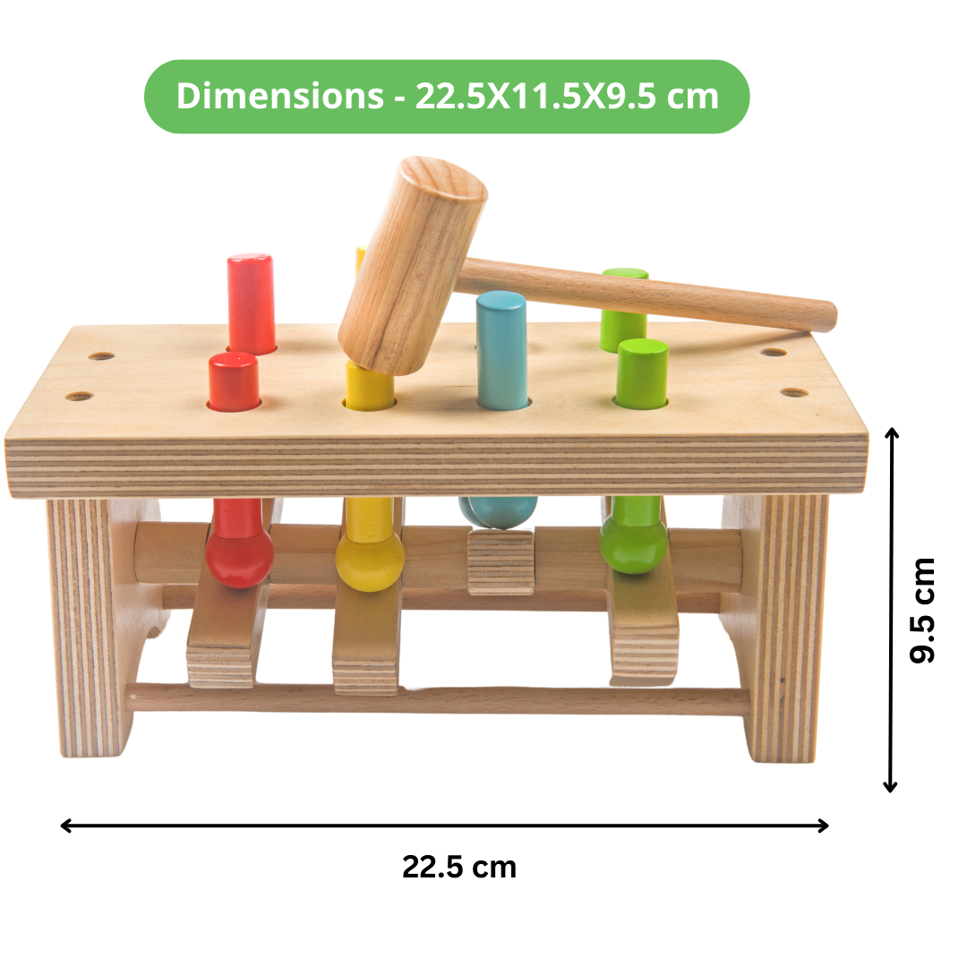 Pounding Bench Wooden Toy with Hammer, baby toys, wooden toys, montessori toys, waldorf toys, hammer for baby, wooden toys, baby toys