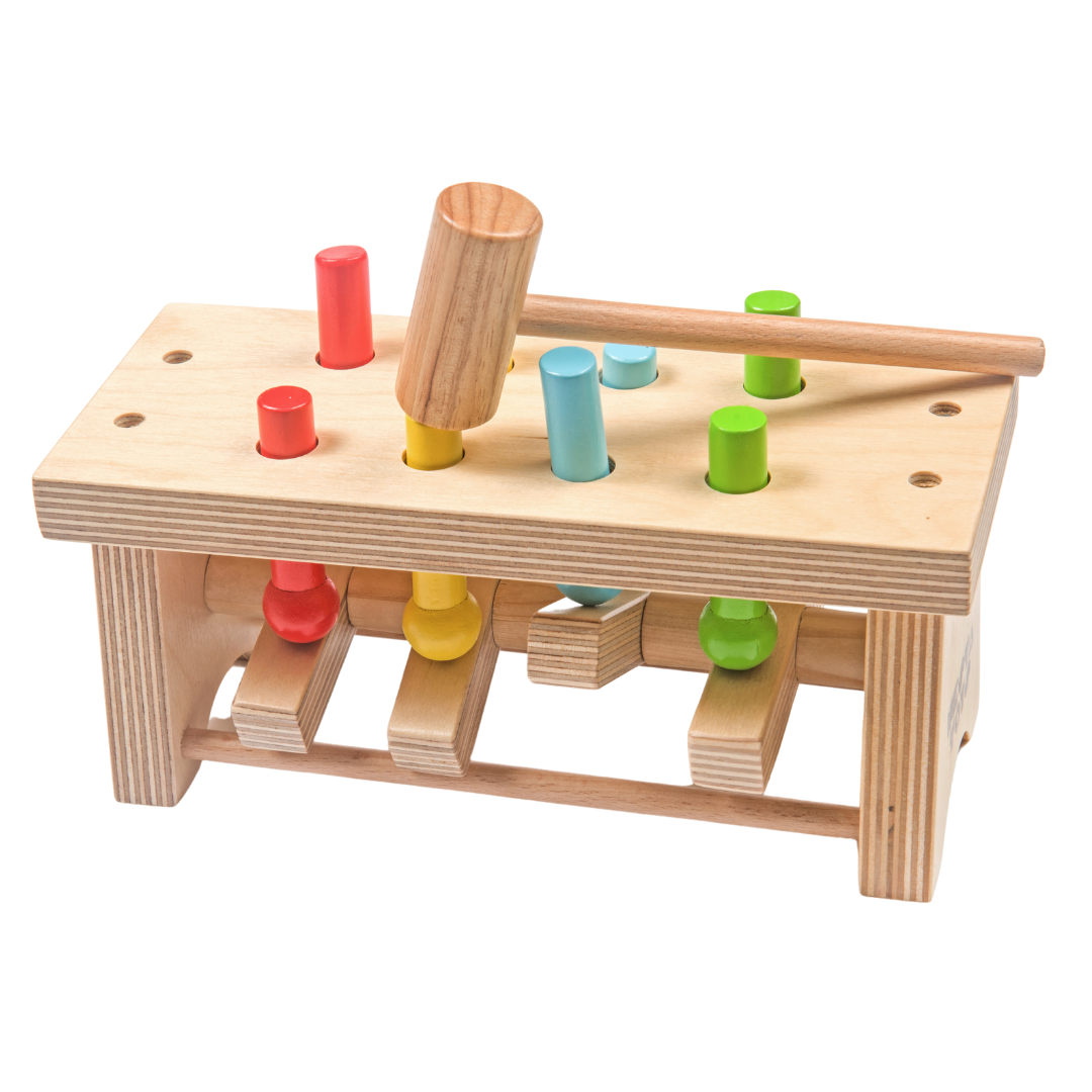 Pounding Bench Wooden Toy with Hammer, baby toys, wooden toys, montessori toys, waldorf toys, hammer for baby, wooden toys, baby toys