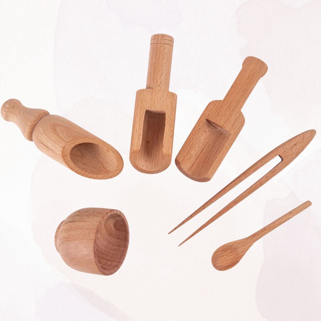 Wooden Sensory Bin Tools for Kids (6 Pcs)