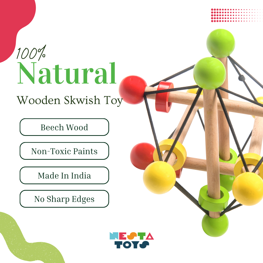 Nesta toys, baby rattle, baby teether, wooden Toys, montessori Toy, Waldorf Toy, Skwish Toy for Baby, Fine motor toy, 