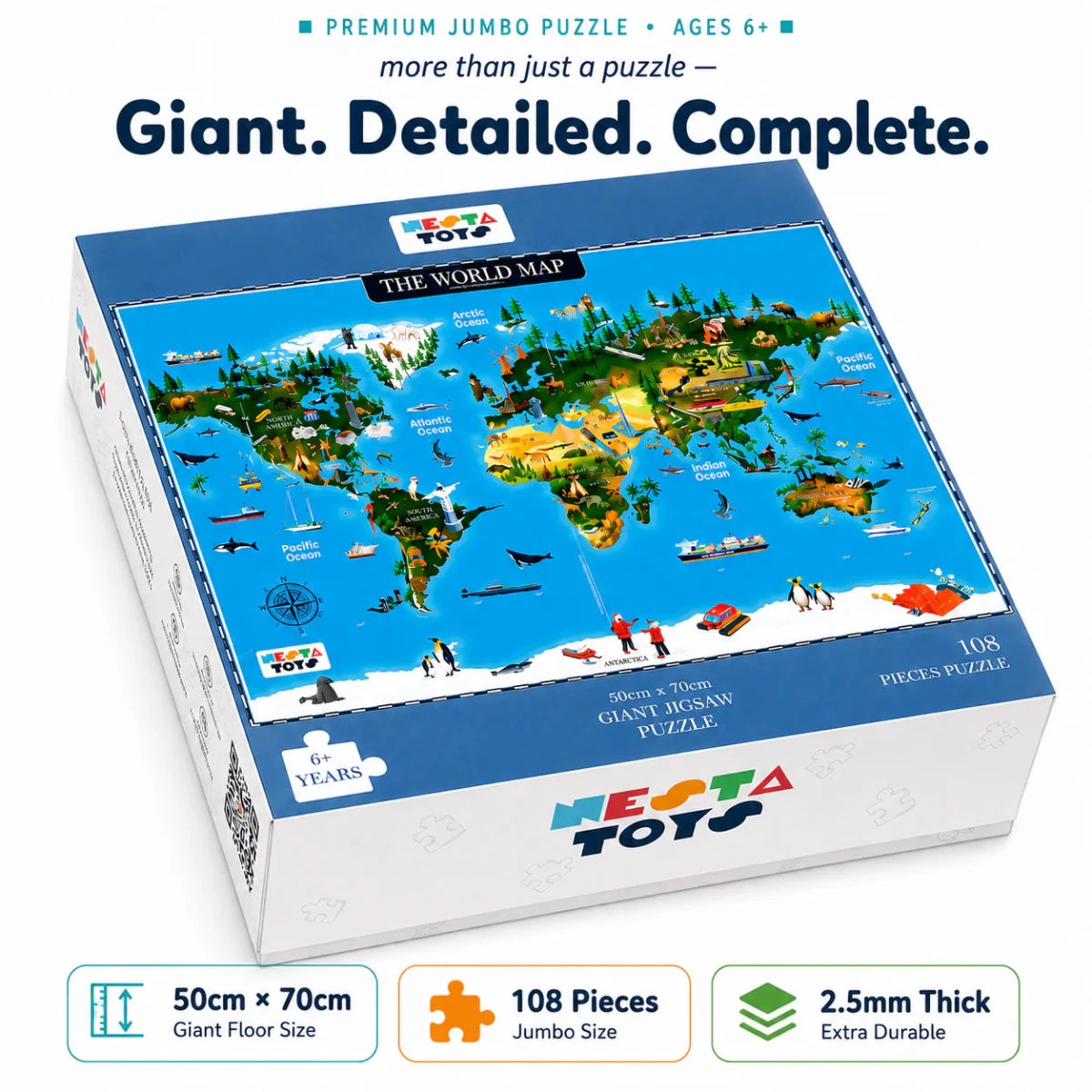 World Map Jigsaw Puzzle (108 Jumbo Pieces) - NESTA TOYS