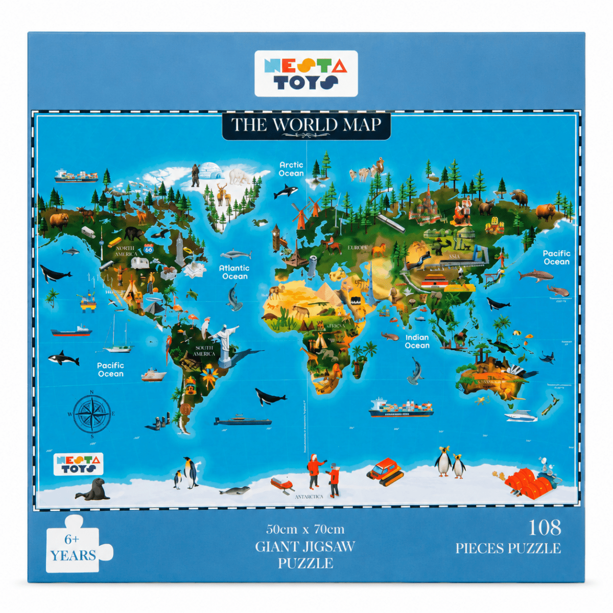 World Map Jigsaw Puzzle (108 Jumbo Pieces) - NESTA TOYS