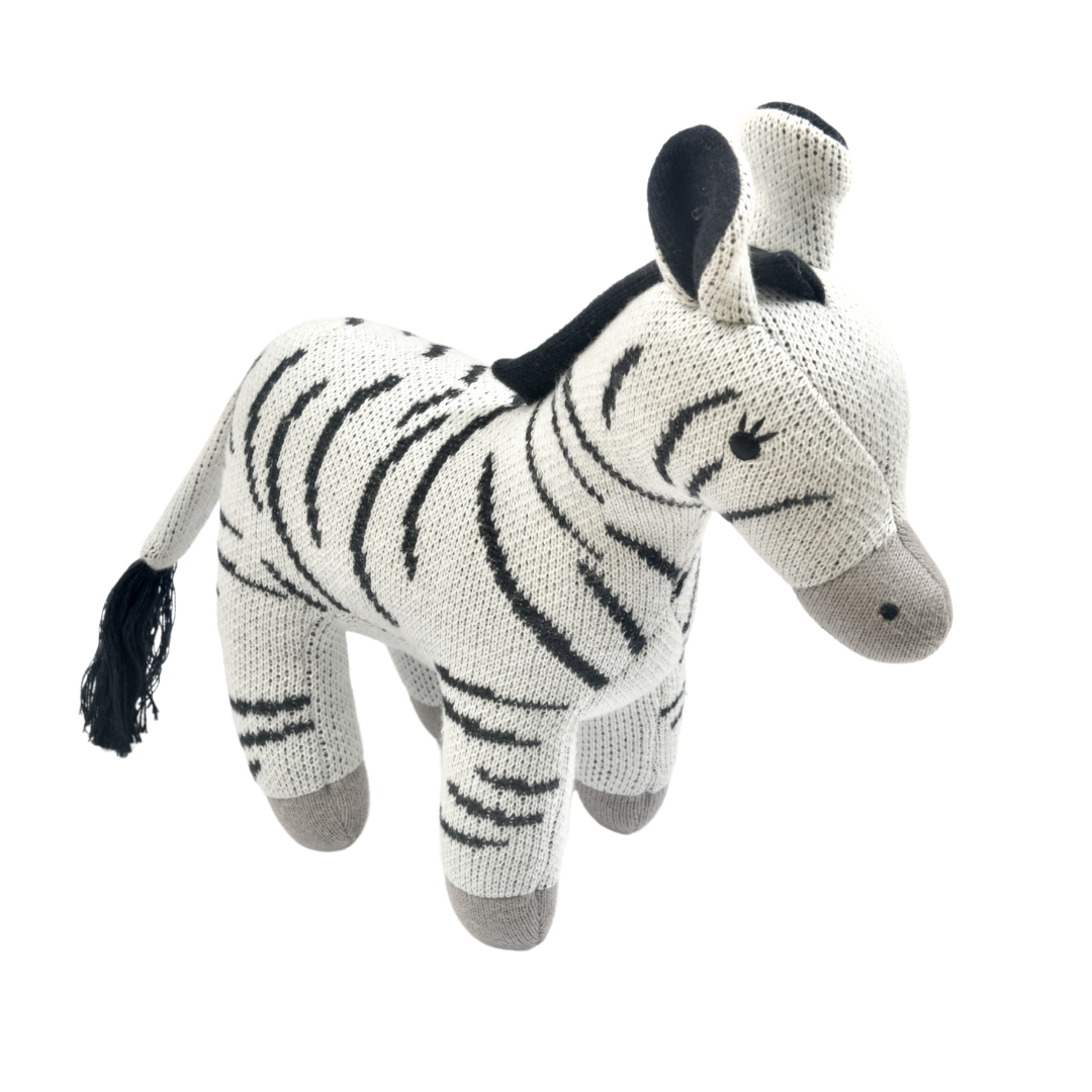 Zippy the Zebra - Knitted Cotton Animal Plush Toy for Kids