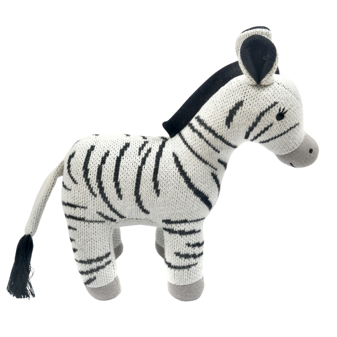 Zippy the Zebra - Knitted Cotton Animal Plush Toy for Kids