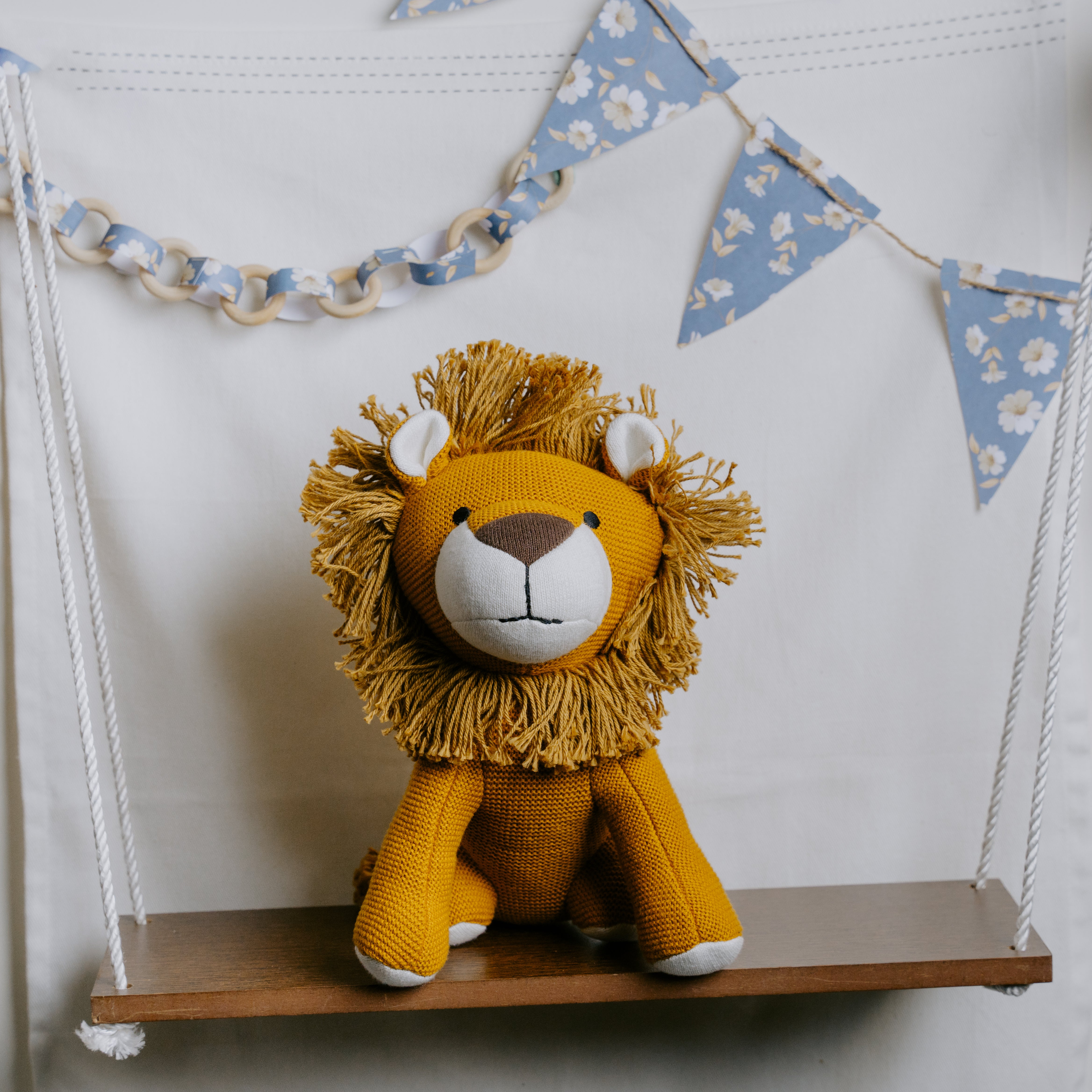 Leo the Lion, Knitted Cotton Animal Plush Toy for Kids, animal soft toy, nesta toys, new born toy, lion soft toy