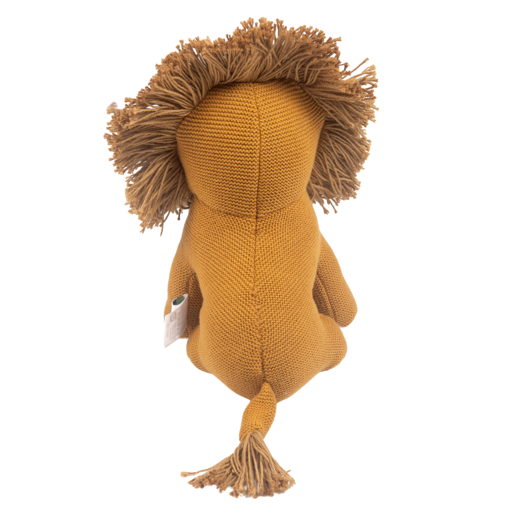 Leo the Lion, Knitted Cotton Animal Plush Toy for Kids, animal soft toy, nesta toys, new born toy, lion soft toy