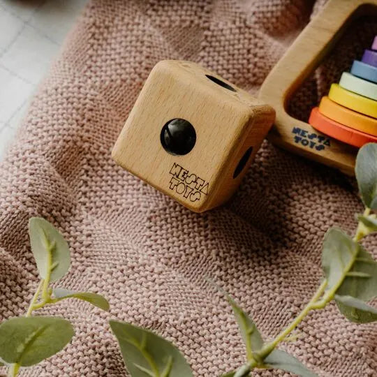 Wooden Cube Rattle by Nesta Toys for babies to explore and develop fine motor skills