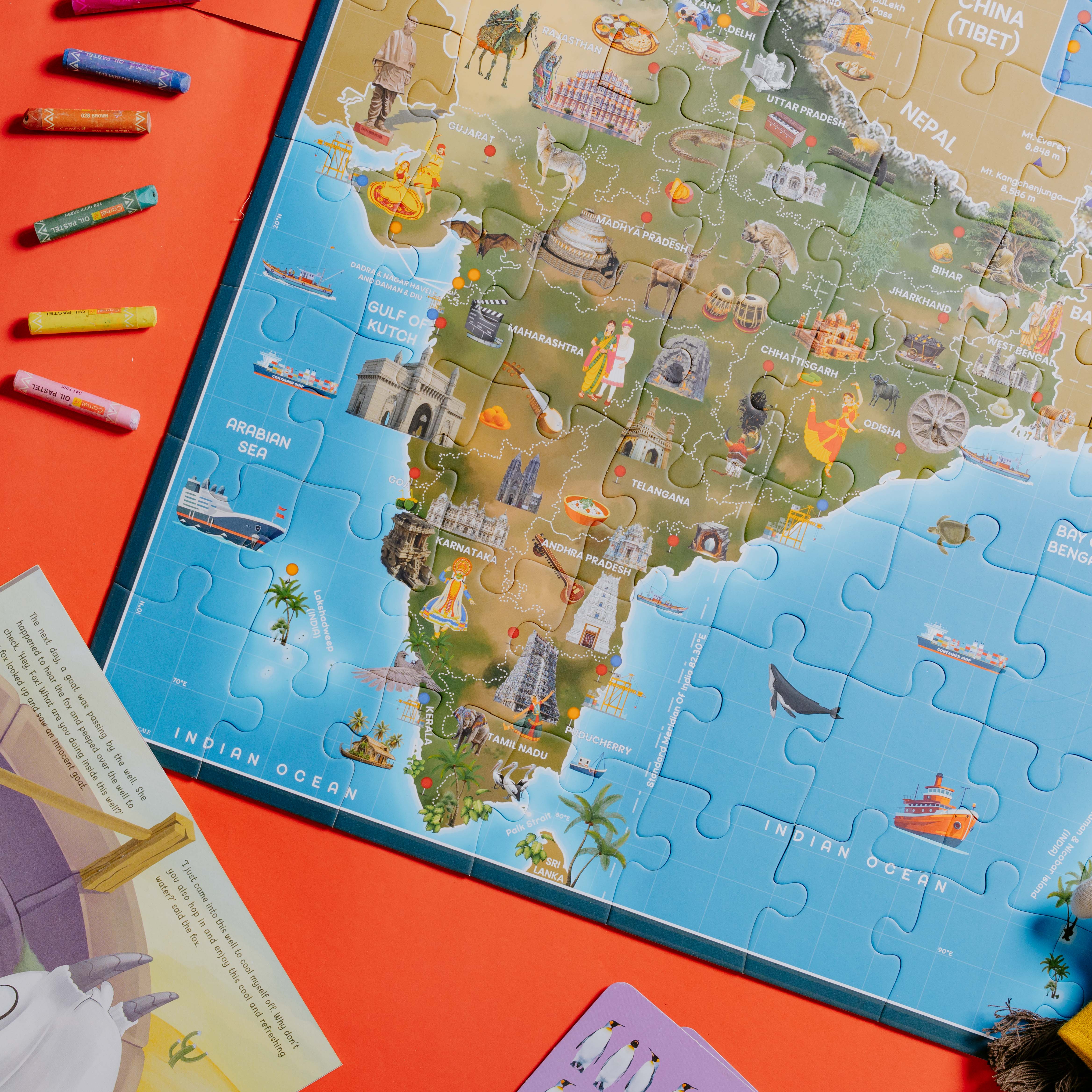 NESTA TOYS Floor Puzzle and Game India Map 64 pcs educational jigsaw for kids ages 3 to 7
