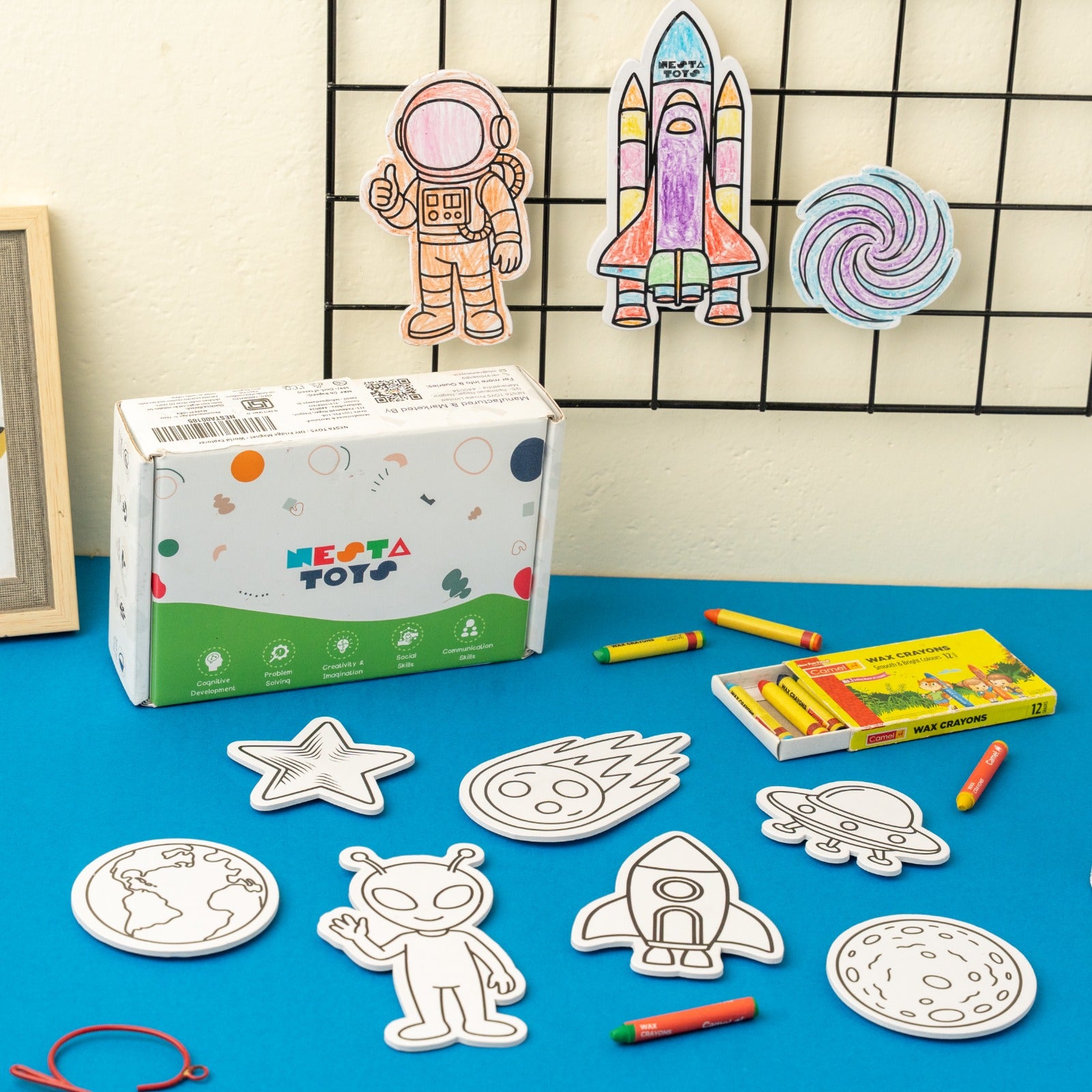 Hands on art and craft activity using space magnets