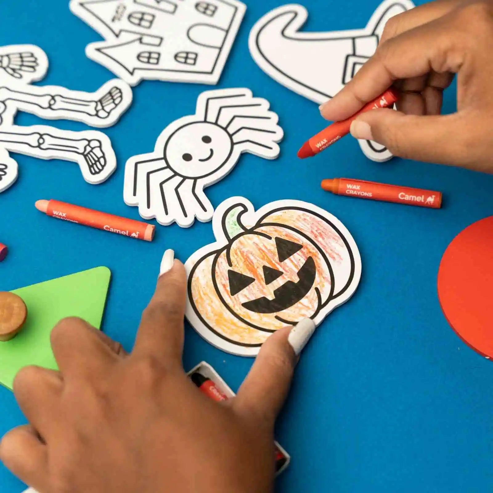 Haunted house themed magnet coloring activity for kids