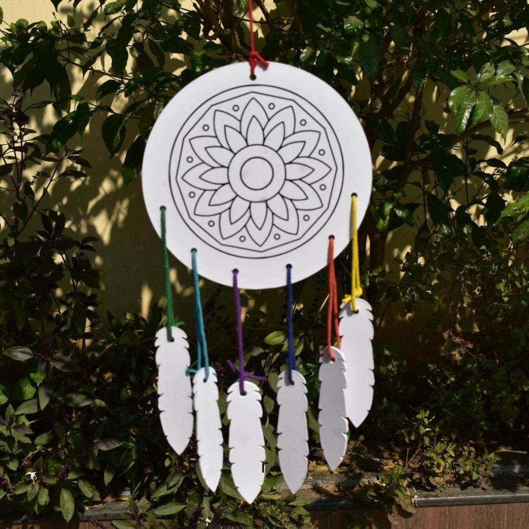 Hands-on mandala art activity with DIY dream catcher kit for children