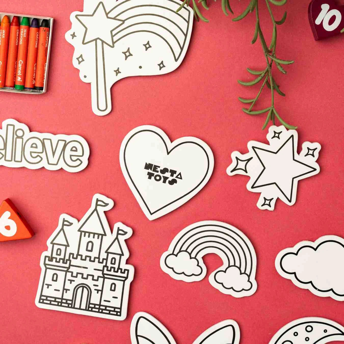 DIY unicorn magnets craft kit for kids by Nesta Toys with 10 colorful designs