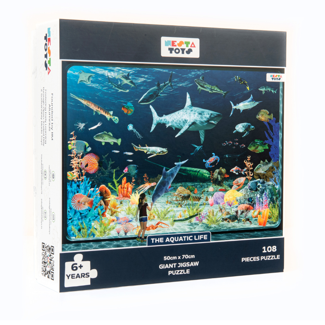 108-piece aquatic life floor puzzle featuring colorful sea creatures for children