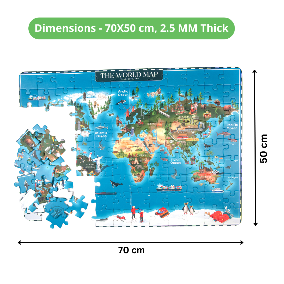 World Map Jigsaw Puzzle (108 Jumbo Pieces) - nestatoys
