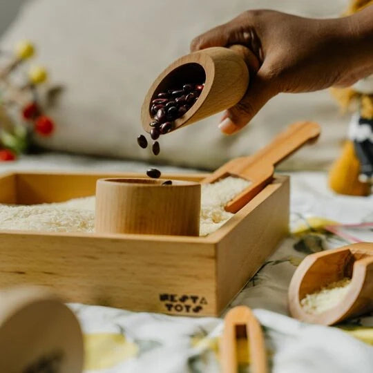 NESTA TOYS Montessori Learning Wooden Sensory Toy Set with Sand Writing Tray for Kids Aged 2 to 6 Years