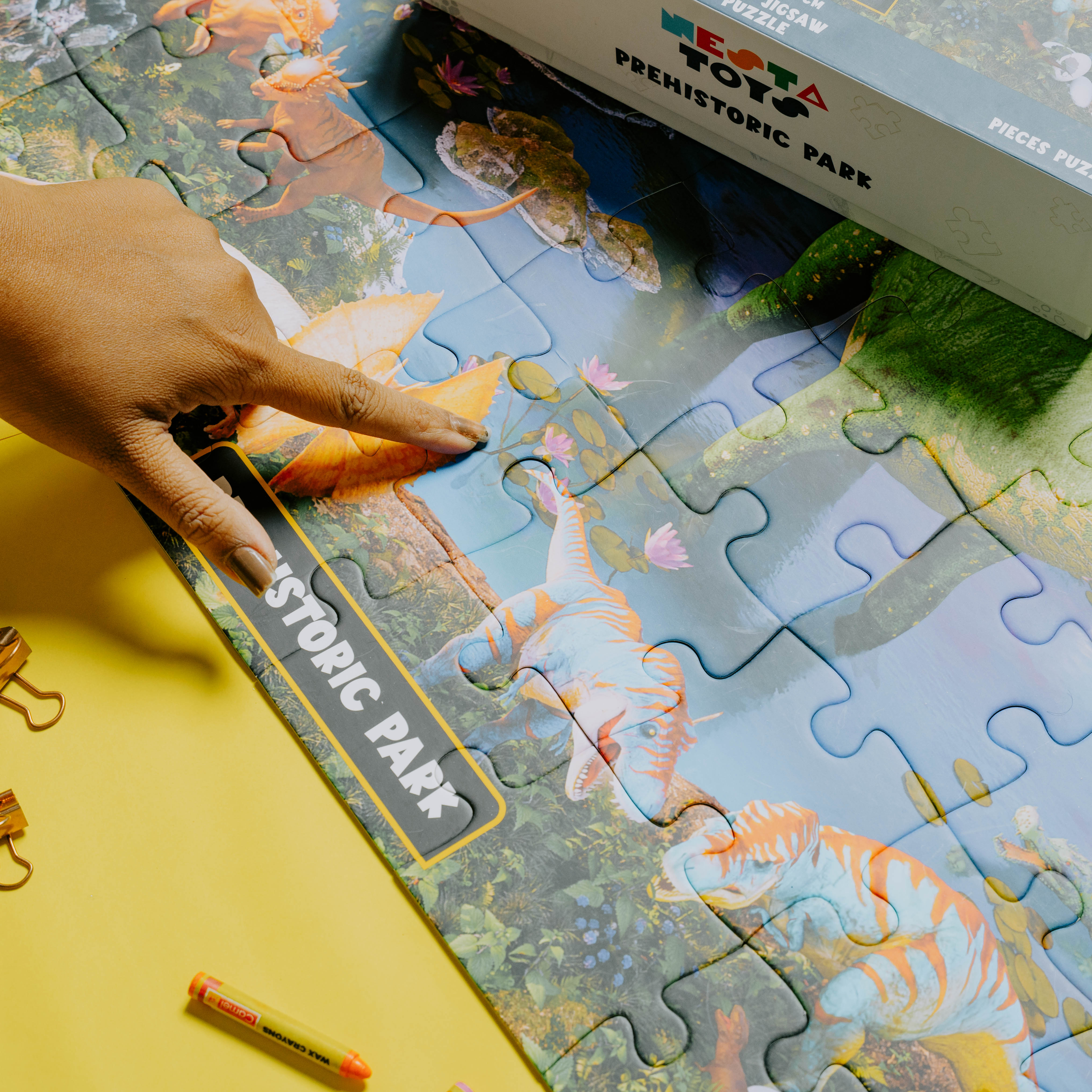 Prehistoric Park Jigsaw Puzzle for Kids (64 Pcs) by NESTA TOYS educational and fun puzzle for boys and girls.