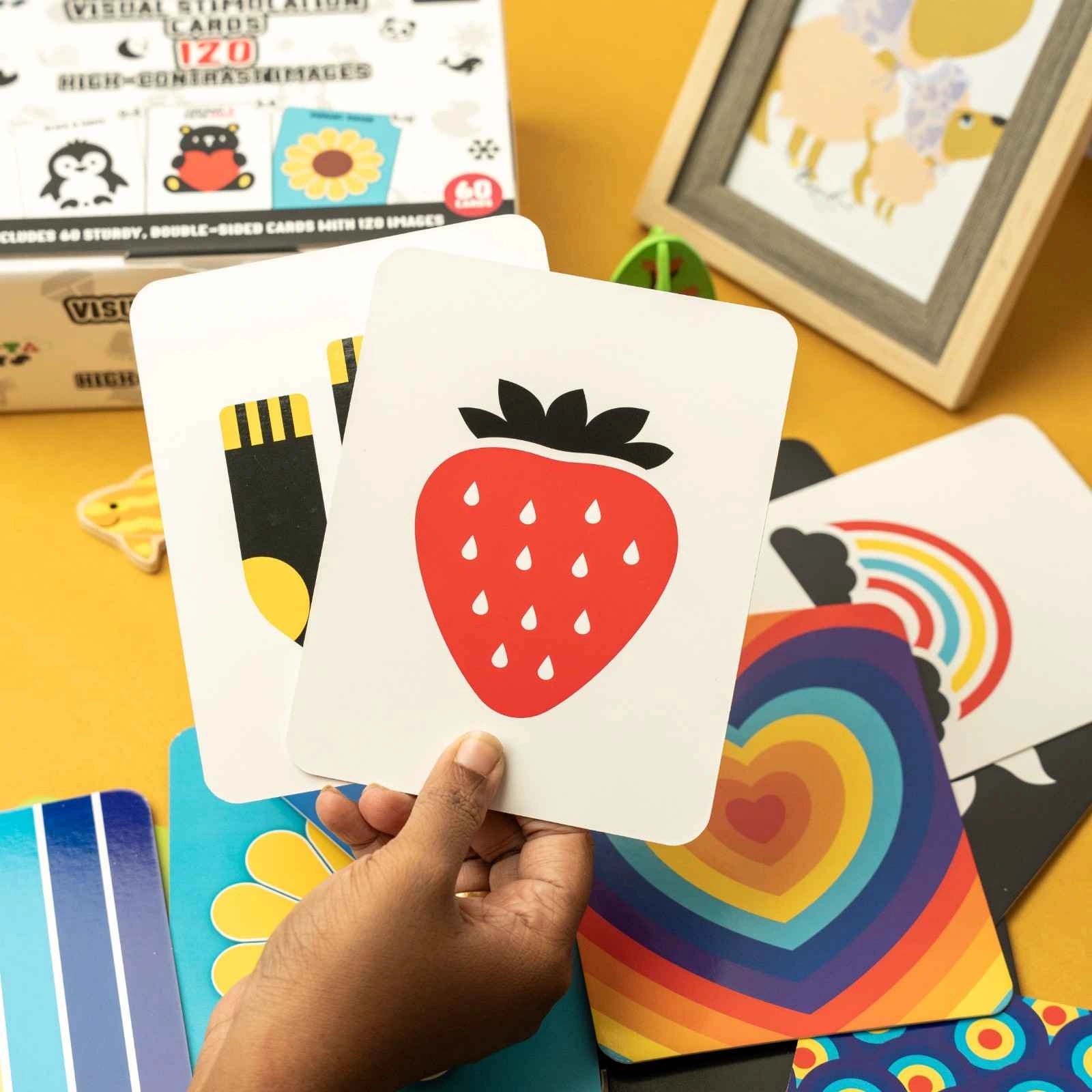 Visual stimulation learning activity cards for babies by Nesta Toys designed to support early visual development