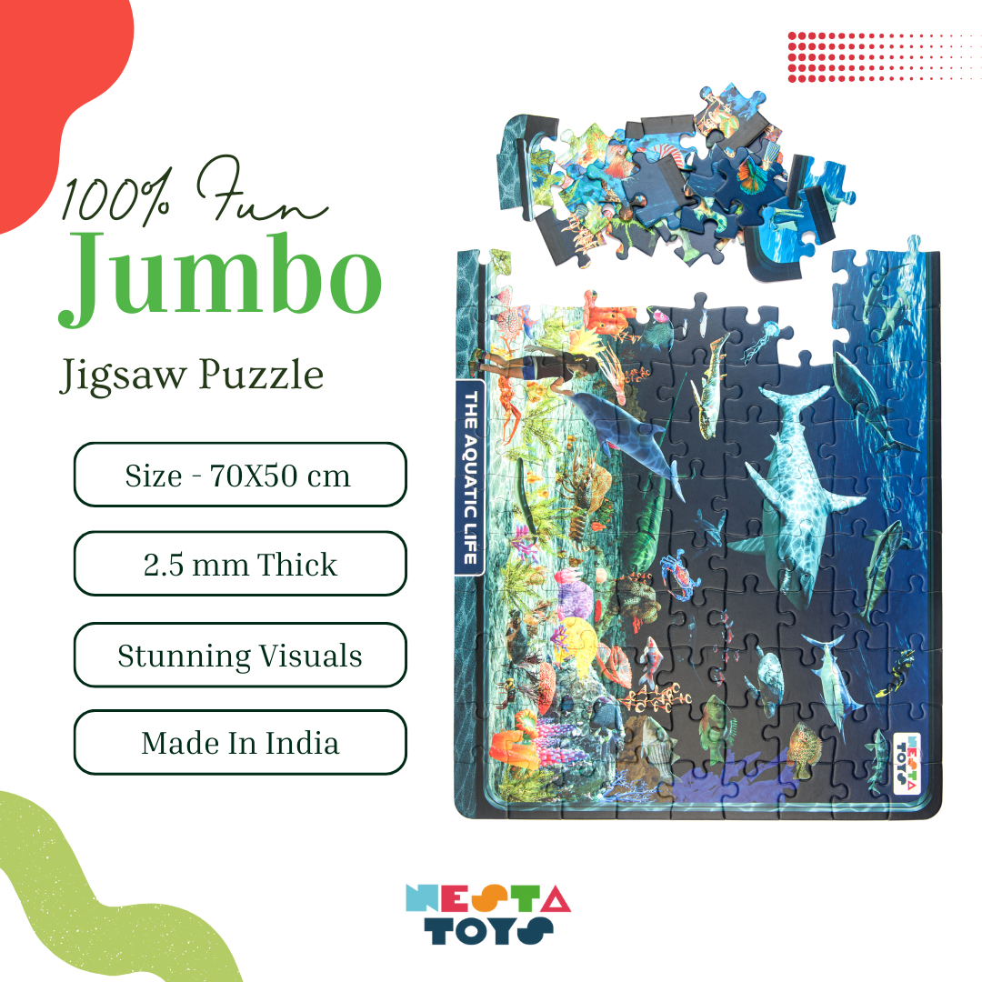 NESTA TOYS Aquatic Life jigsaw puzzle with 2.5 mm thick jumbo pieces for kids