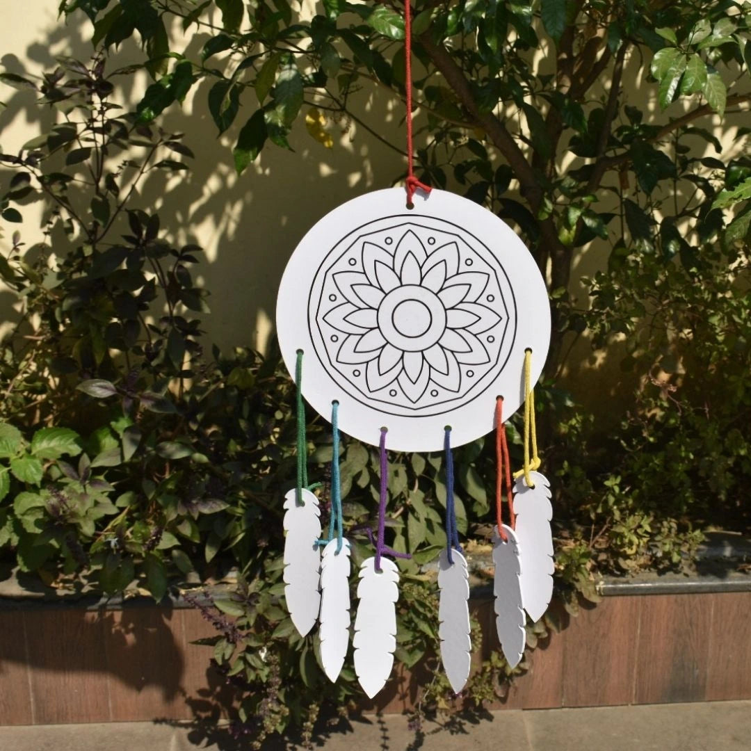 Hands-on mandala art activity with DIY dream catcher kit for children