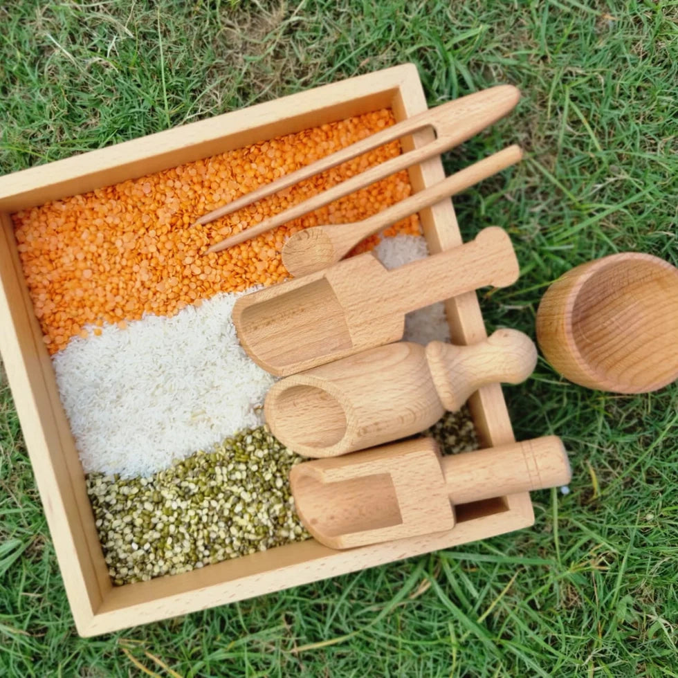Wooden Sensory Bin Tools for Kids (6 Pcs) - nestatoys
