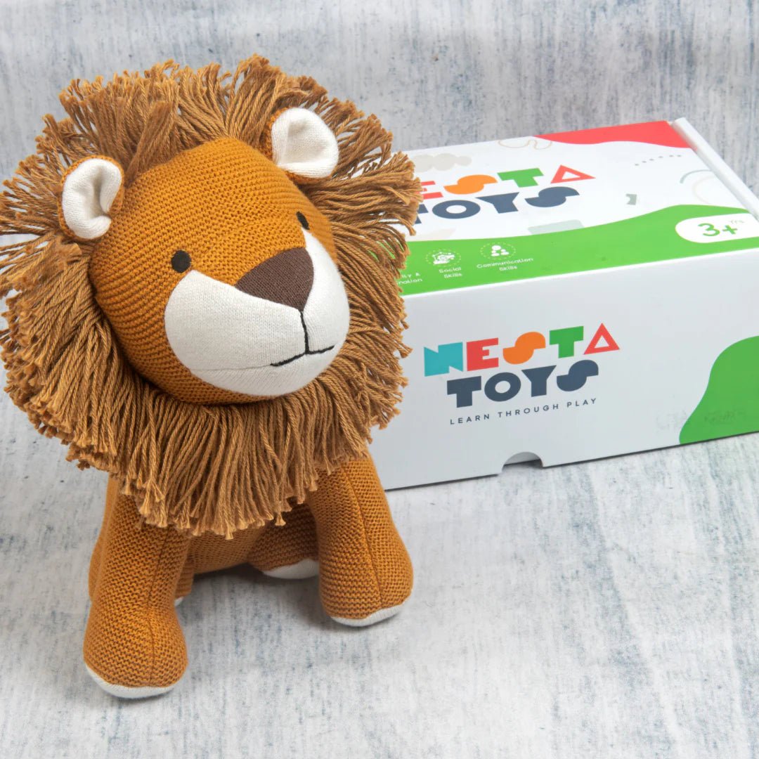 Leo the Lion | Knitted Cotton Animal Plush Toy for Kids - NESTA TOYS